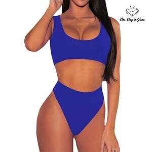 Pink Queen Crop Top High Waist Bikini Swimsuit Size M